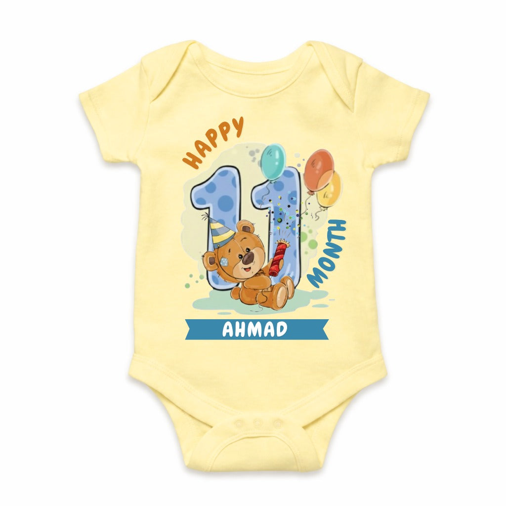 Happy 11th Month Baby Romper | Personalized Name Print
