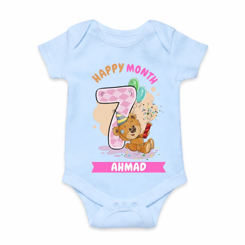 Happy 7th Month Baby Romper | Personalized Name Print