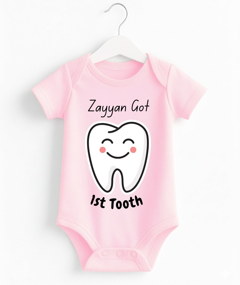 Custom Name 1st Tooth Romper | Customize Baby Romper