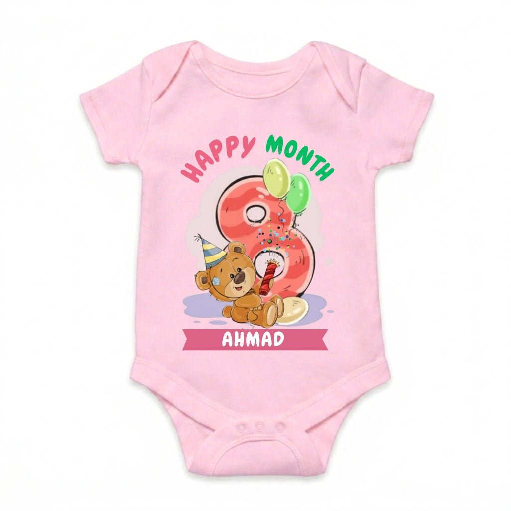Happy 8th Month Baby Romper | Personalized Name Print