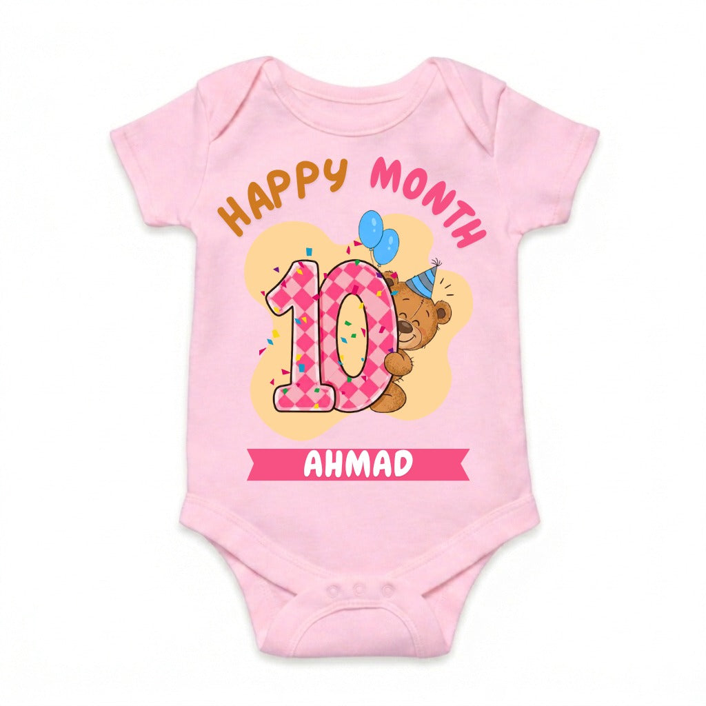 Happy 10th Month Baby Romper | Personalized Name Print