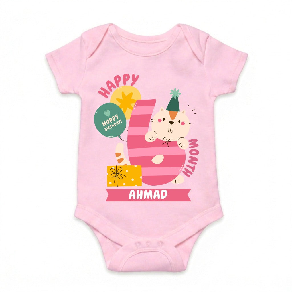 Happy 6th Month Baby Romper | Personalized Name Print
