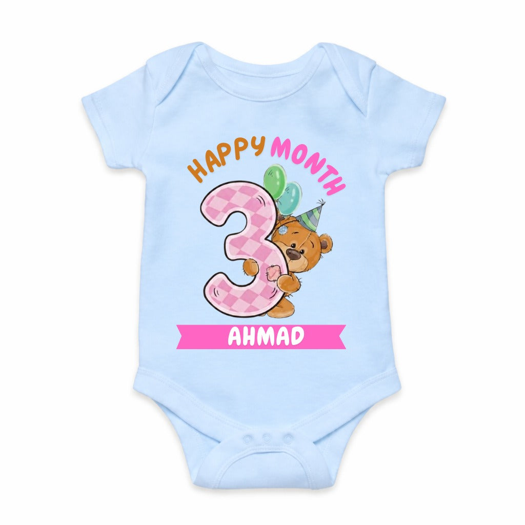 Happy 3rd Month Baby Romper | Personalized Name Print