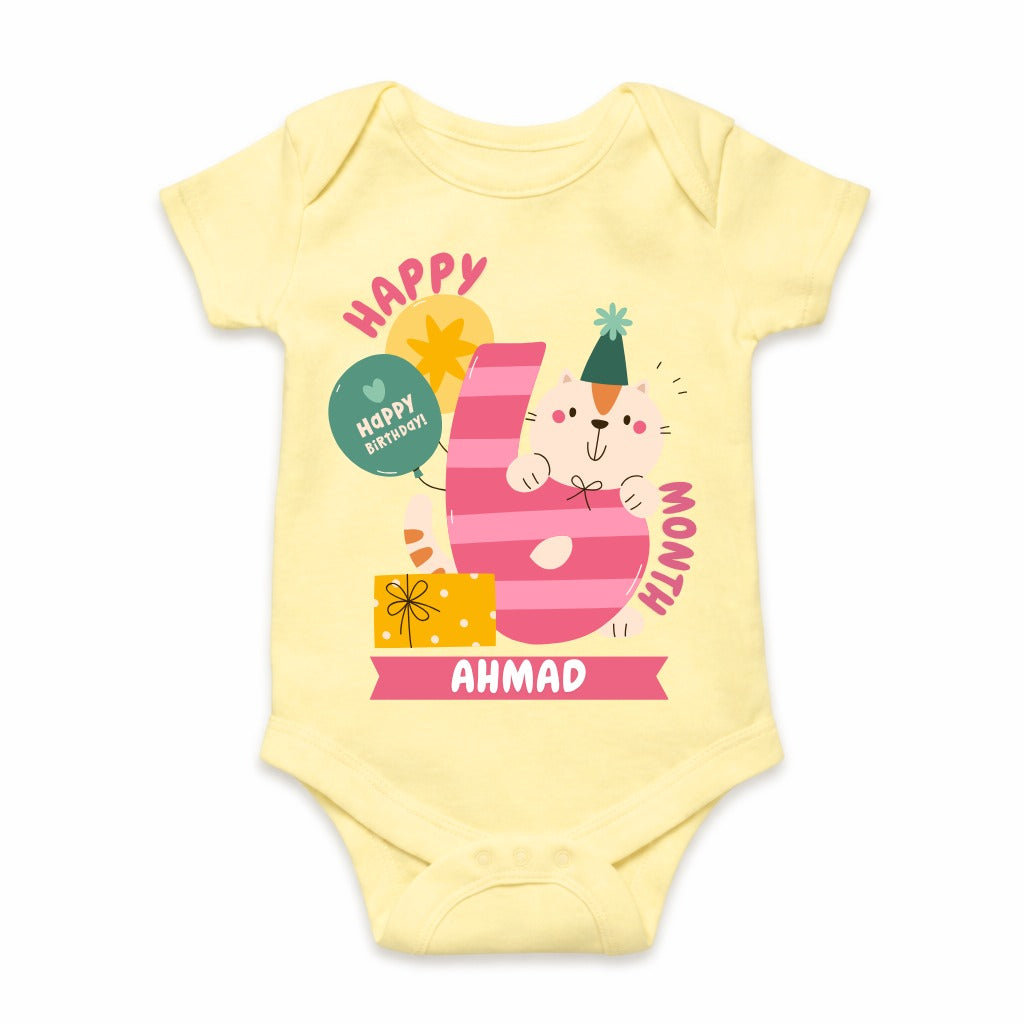 Happy 6th Month Baby Romper | Personalized Name Print