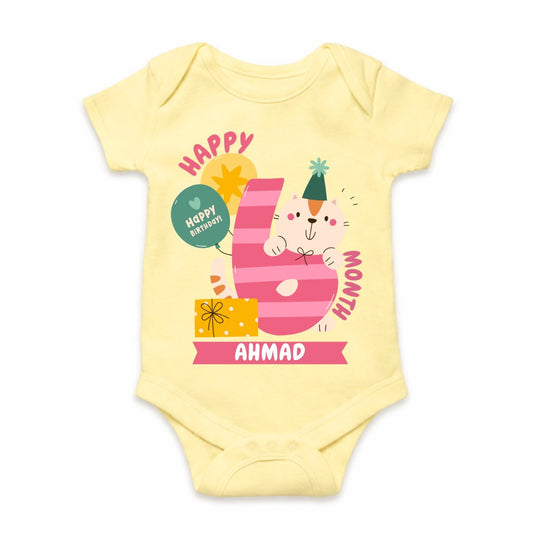 Happy 6th Month Baby Romper | Personalized Name Print