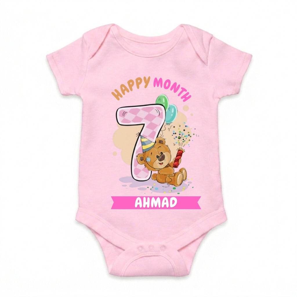 Happy 7th Month Baby Romper | Personalized Name Print