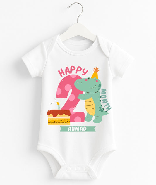 Happy 2nd Month Baby Romper | Personalized Name Print