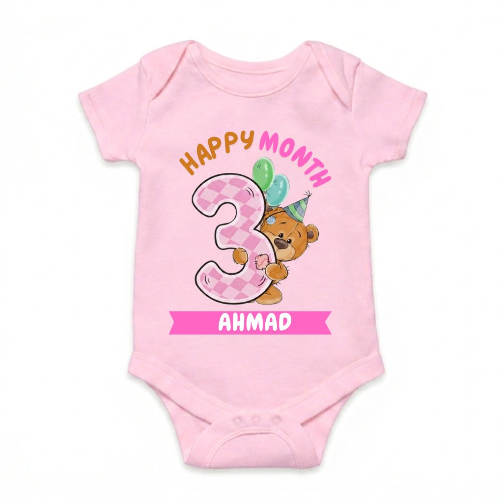 Happy 3rd Month Baby Romper | Personalized Name Print