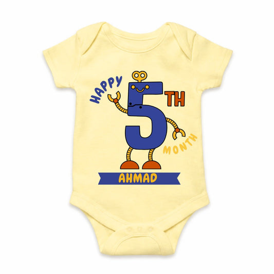 Happy 5th Month Baby Romper | Personalized Name Print