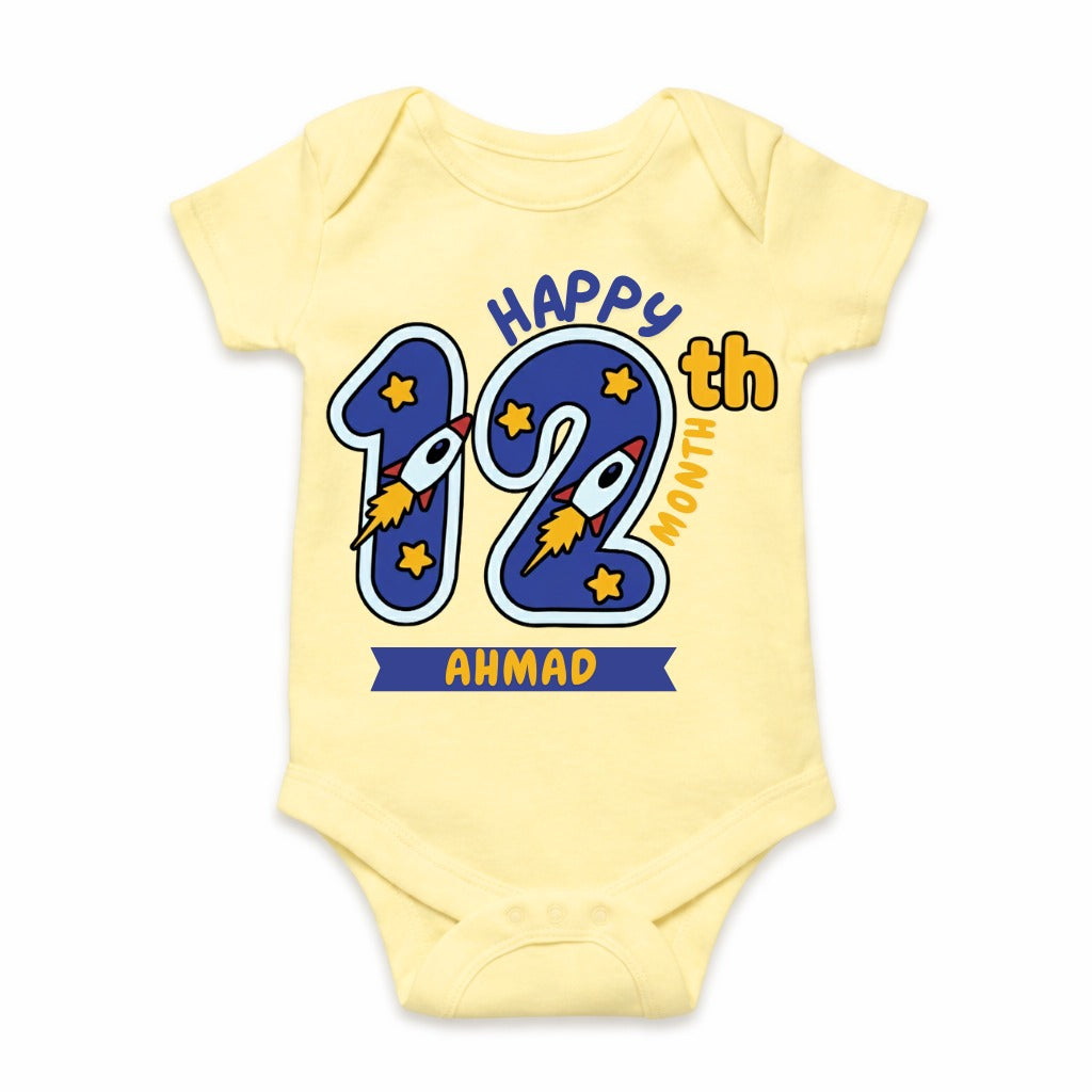 Happy 12th Month Baby Romper | Personalized Name Print