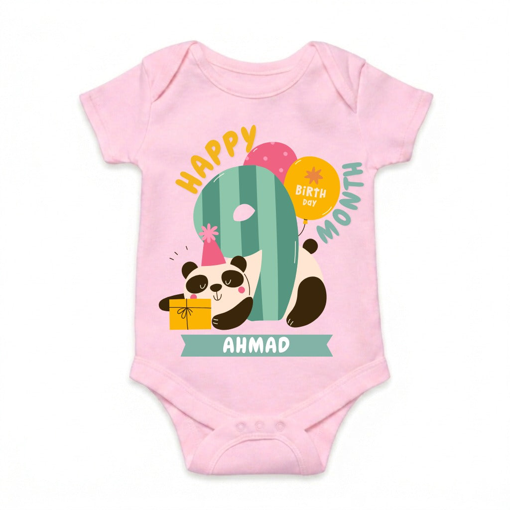 Happy 9th Month Baby Romper | Personalized Name Print
