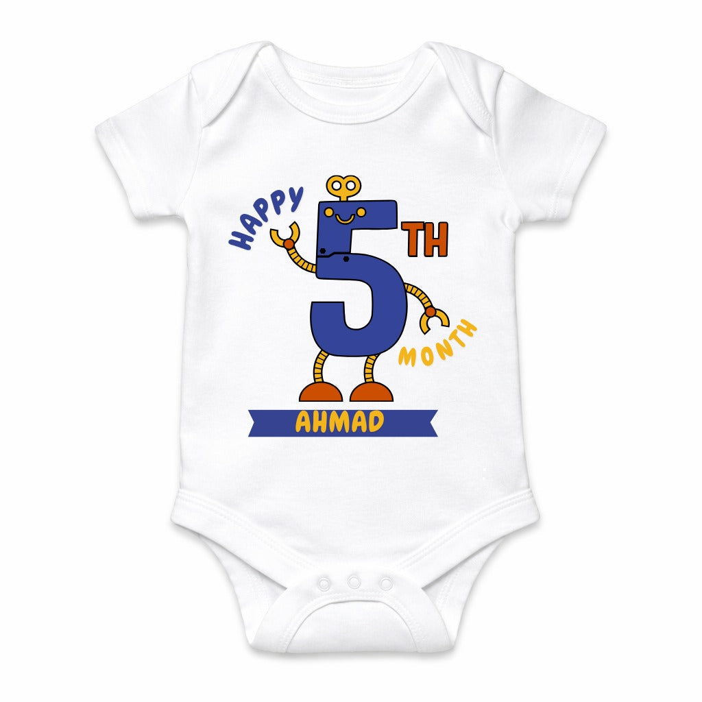 Happy 5th Month Baby Romper | Personalized Name Print