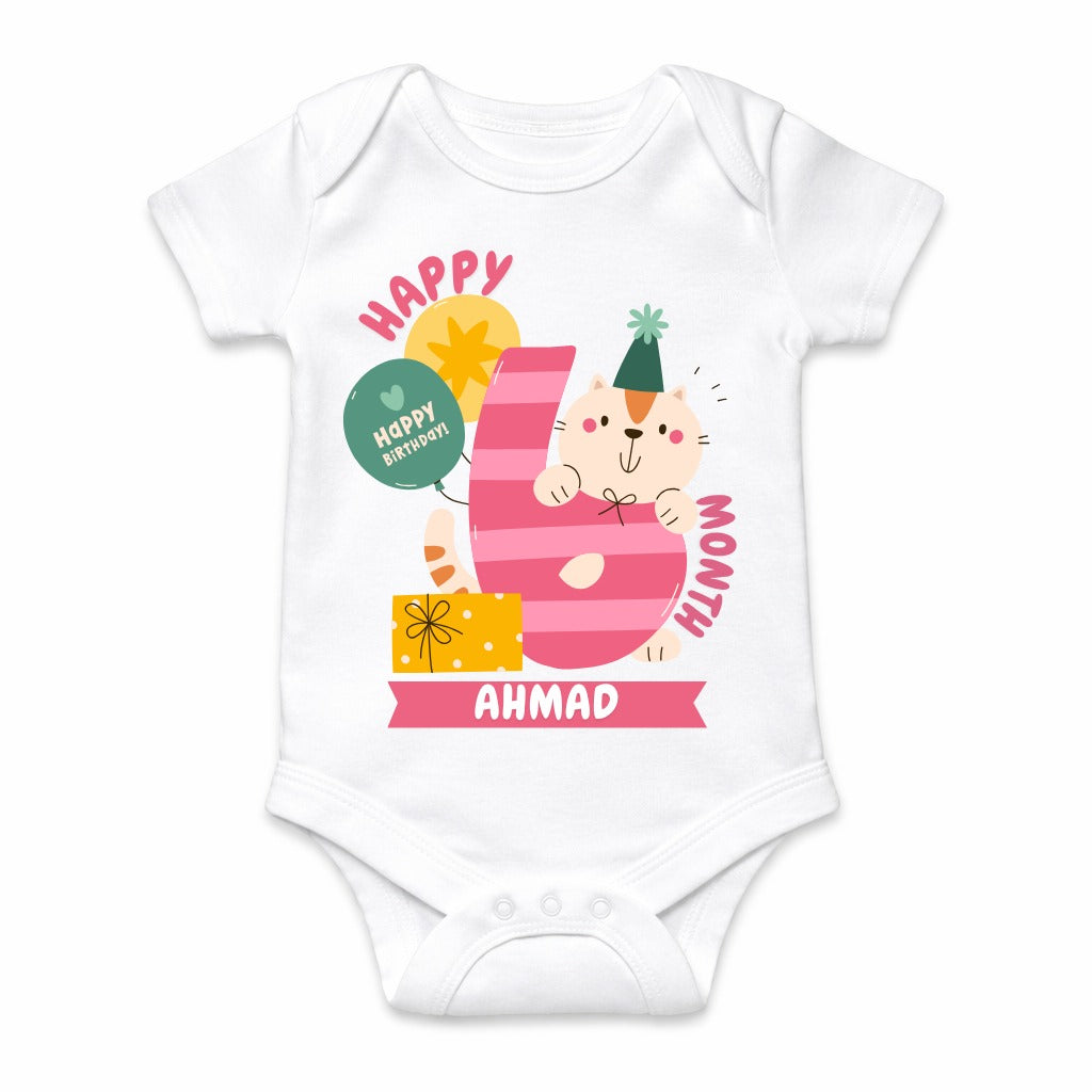 Happy 6th Month Baby Romper | Personalized Name Print
