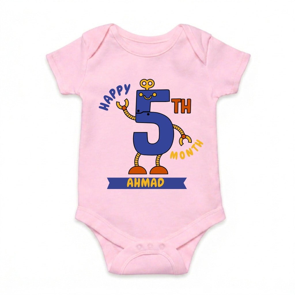 Happy 5th Month Baby Romper | Personalized Name Print