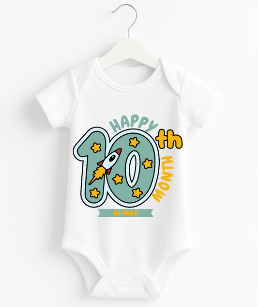 Happy 10th Month Baby Romper | Personalized Name Print