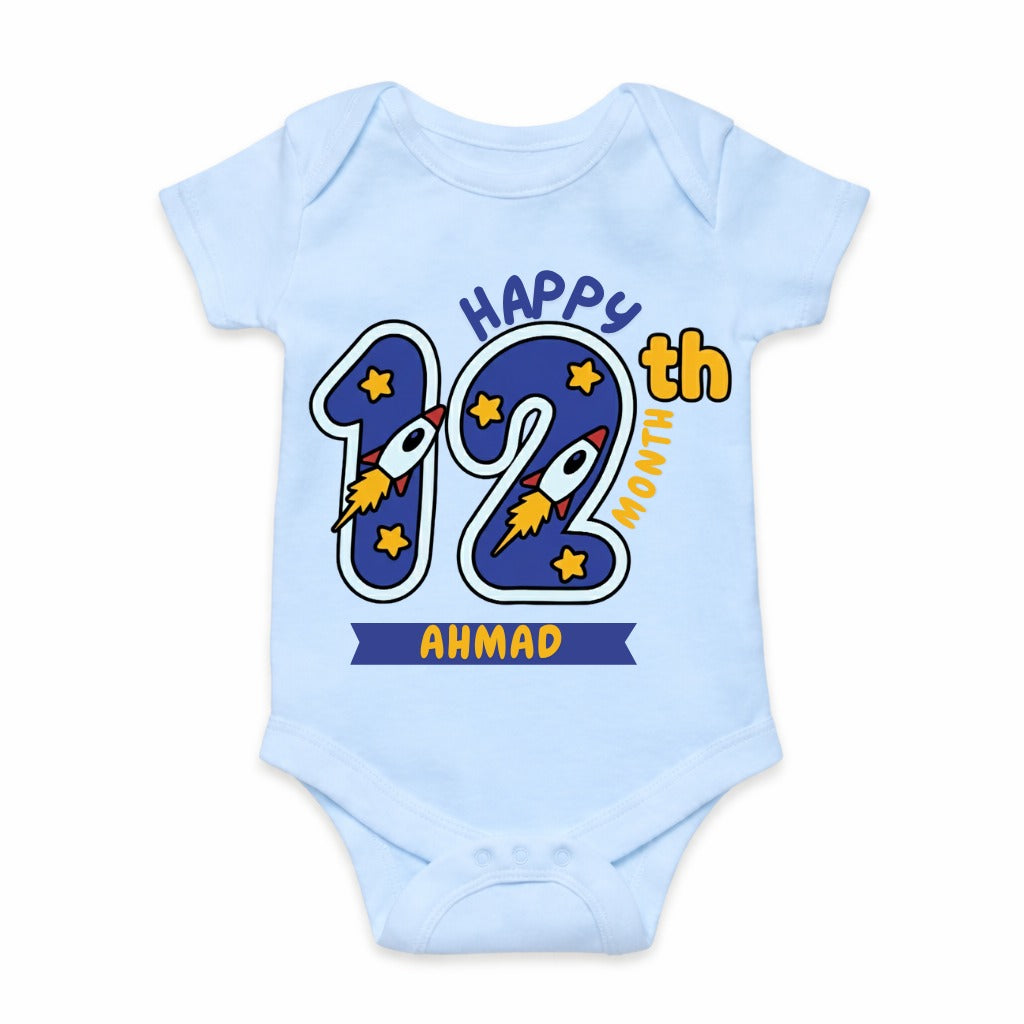 Happy 12th Month Baby Romper | Personalized Name Print