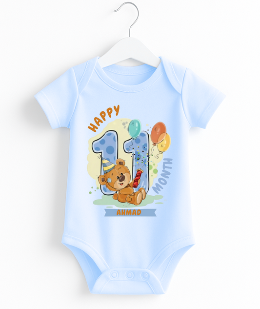 Happy 11th Month Baby Romper | Personalized Name Print