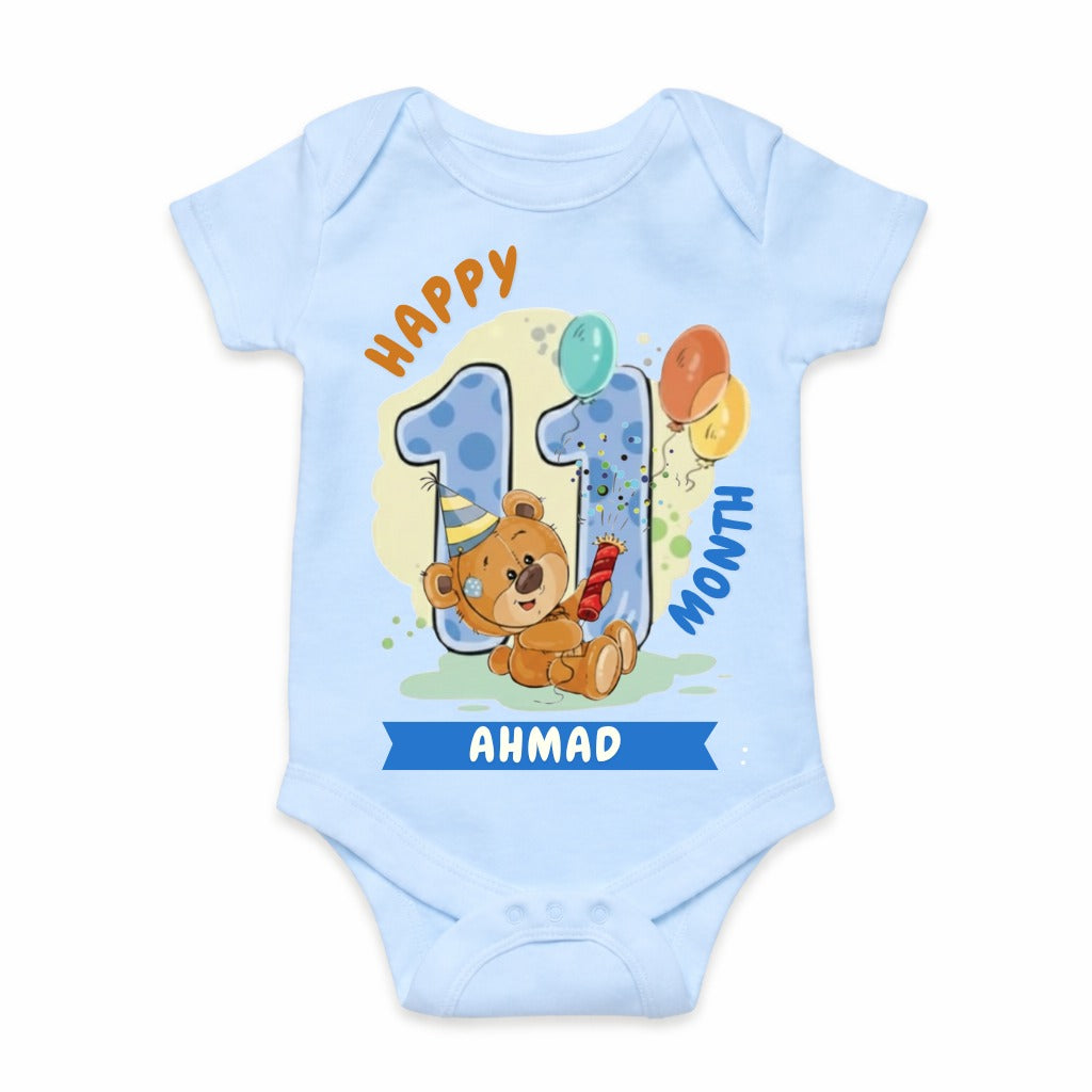 Happy 11th Month Baby Romper | Personalized Name Print