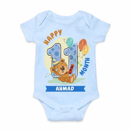 Happy 11th Month Baby Romper | Personalized Name Print