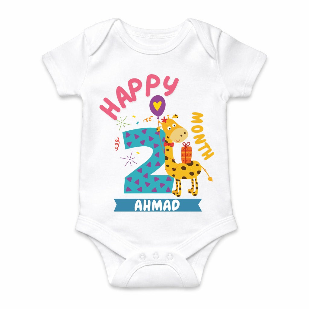 Happy 2nd Month Baby Romper | Personalized Name Print