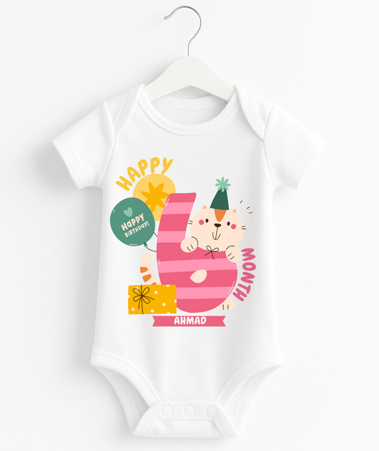 Happy 6th Month Baby Romper | Personalized Name Print