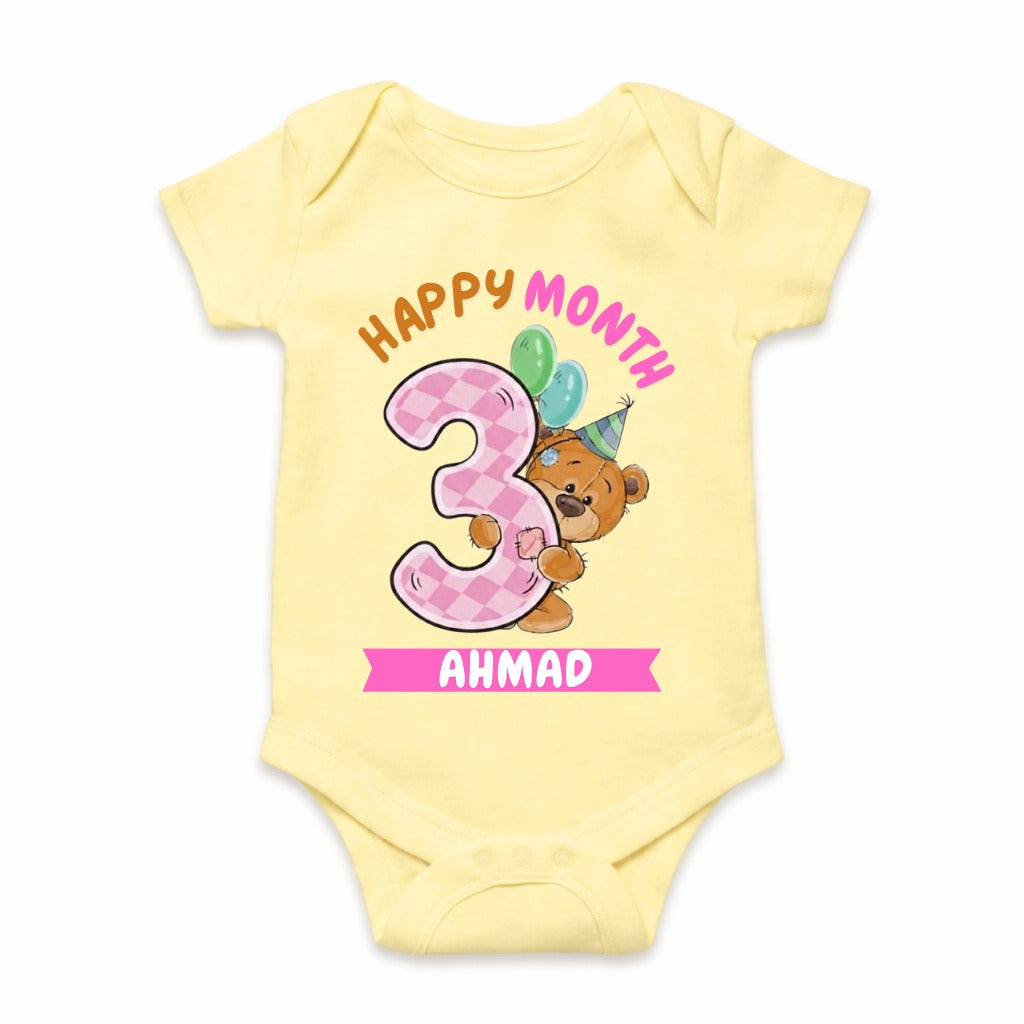 Happy 3rd Month Baby Romper | Personalized Name Print