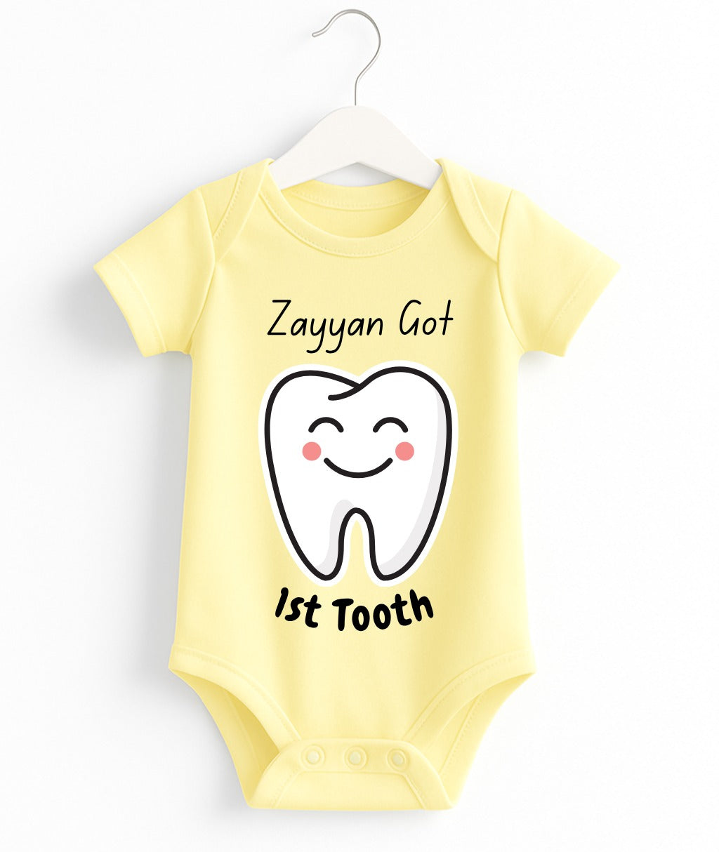 Custom Name 1st Tooth Romper | Customize Baby Romper