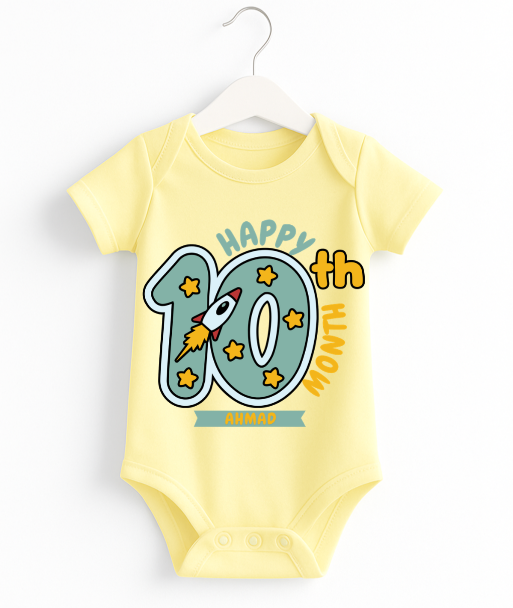 Happy 10th Month Baby Romper | Personalized Name Print