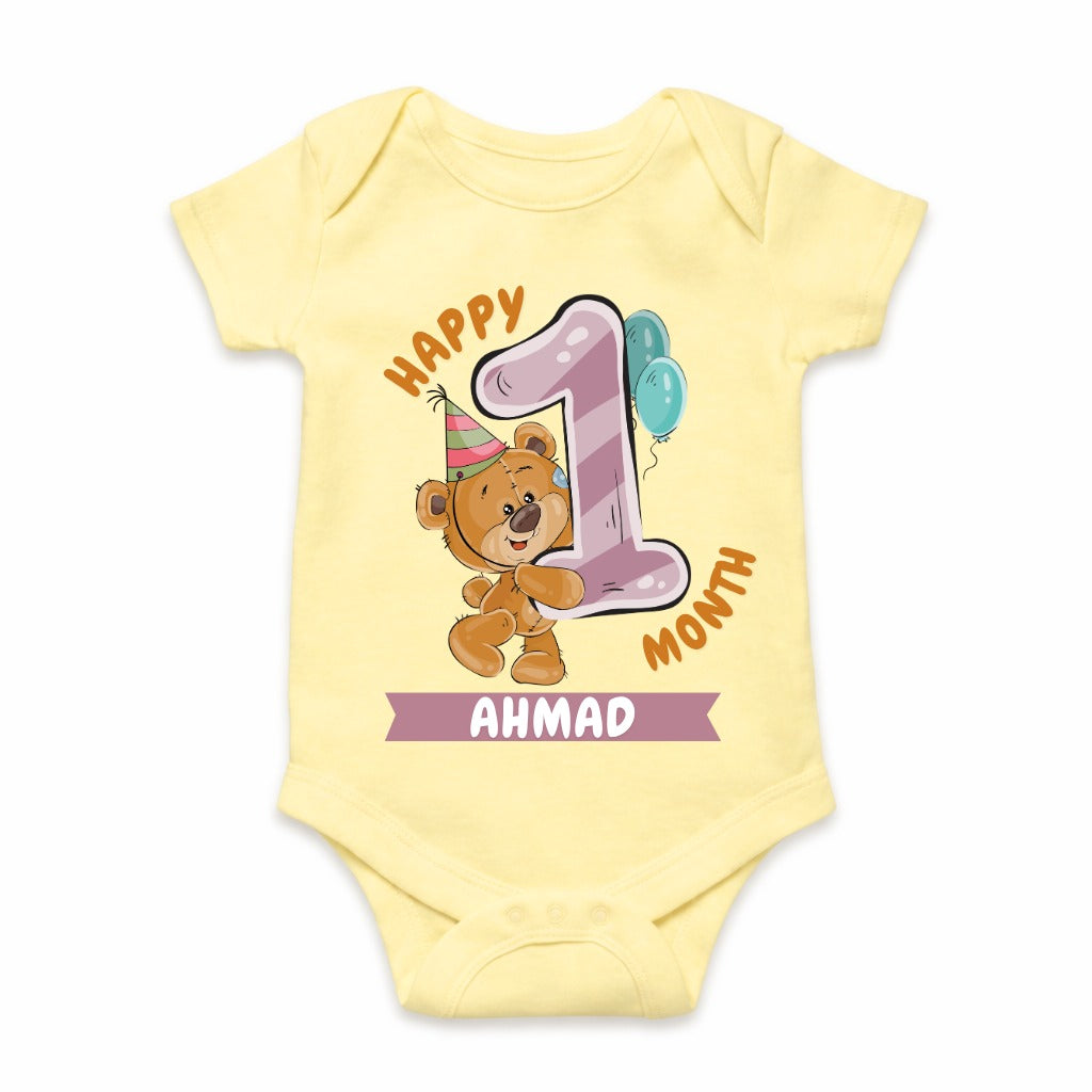 Happy 1st Month Baby Romper | Personalized Name Print