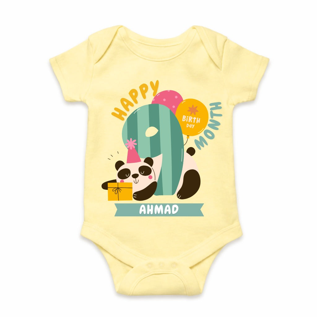 Happy 9th Month Baby Romper | Personalized Name Print