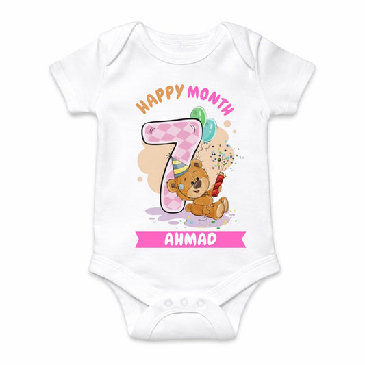 Happy 7th Month Baby Romper | Personalized Name Print