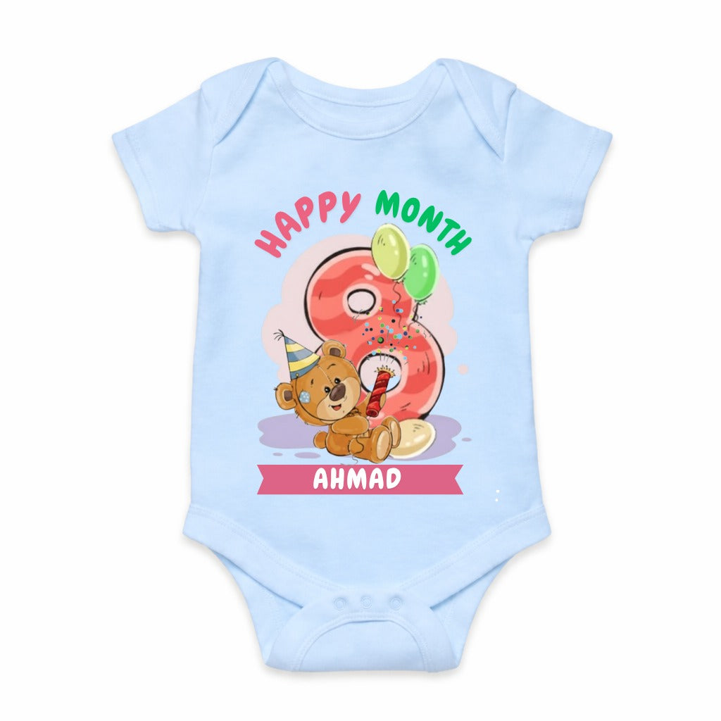 Happy 8th Month Baby Romper | Personalized Name Print
