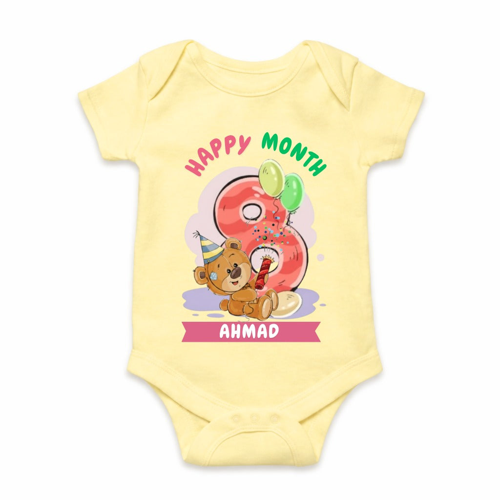 Happy 8th Month Baby Romper | Personalized Name Print
