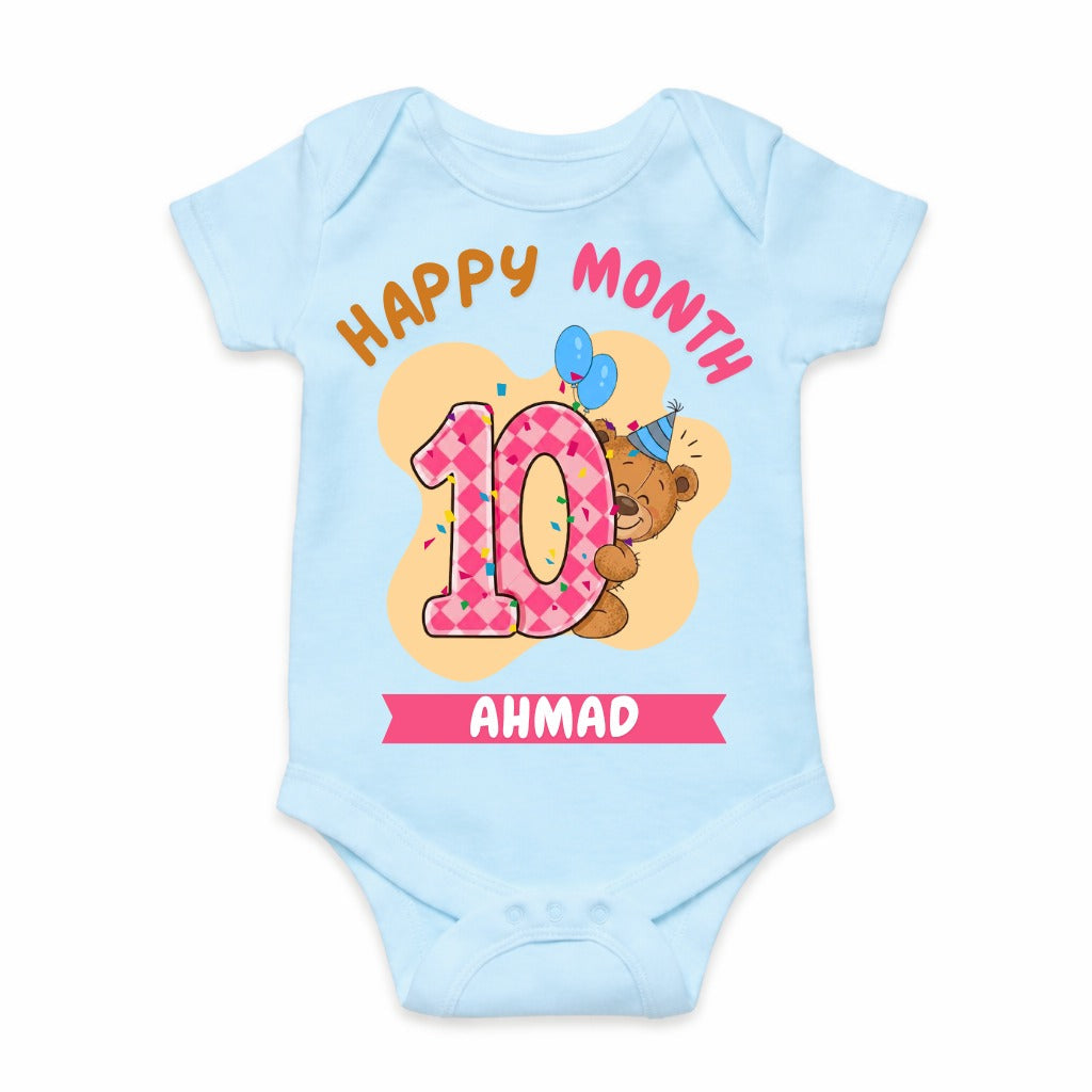 Happy 10th Month Baby Romper | Personalized Name Print