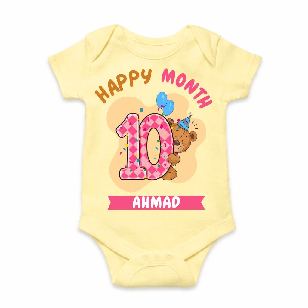 Happy 10th Month Baby Romper | Personalized Name Print
