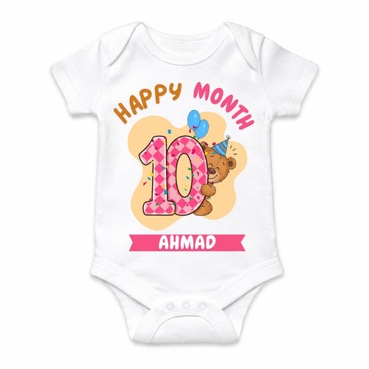 Happy 10th Month Baby Romper | Personalized Name Print