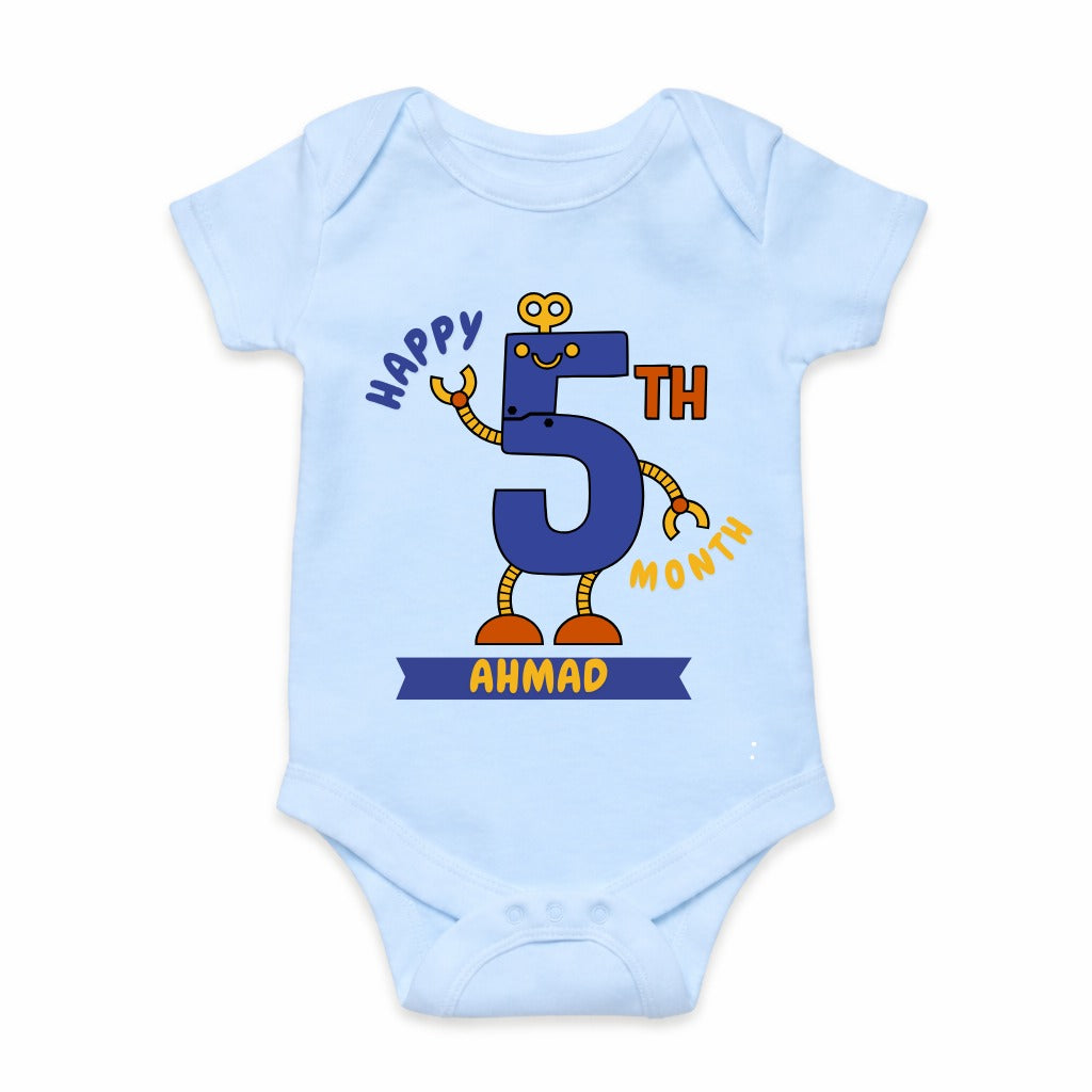 Happy 5th Month Baby Romper | Personalized Name Print
