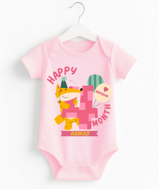 Happy 4th Month Baby Romper | Personalized Name Print