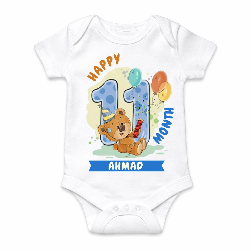 Happy 11th Month Baby Romper | Personalized Name Print