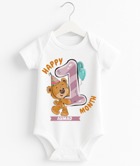 Happy 1st Month Baby Romper | Personalized Name Print
