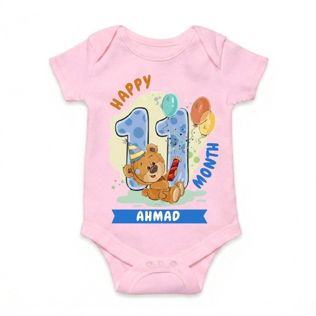 Happy 11th Month Baby Romper | Personalized Name Print