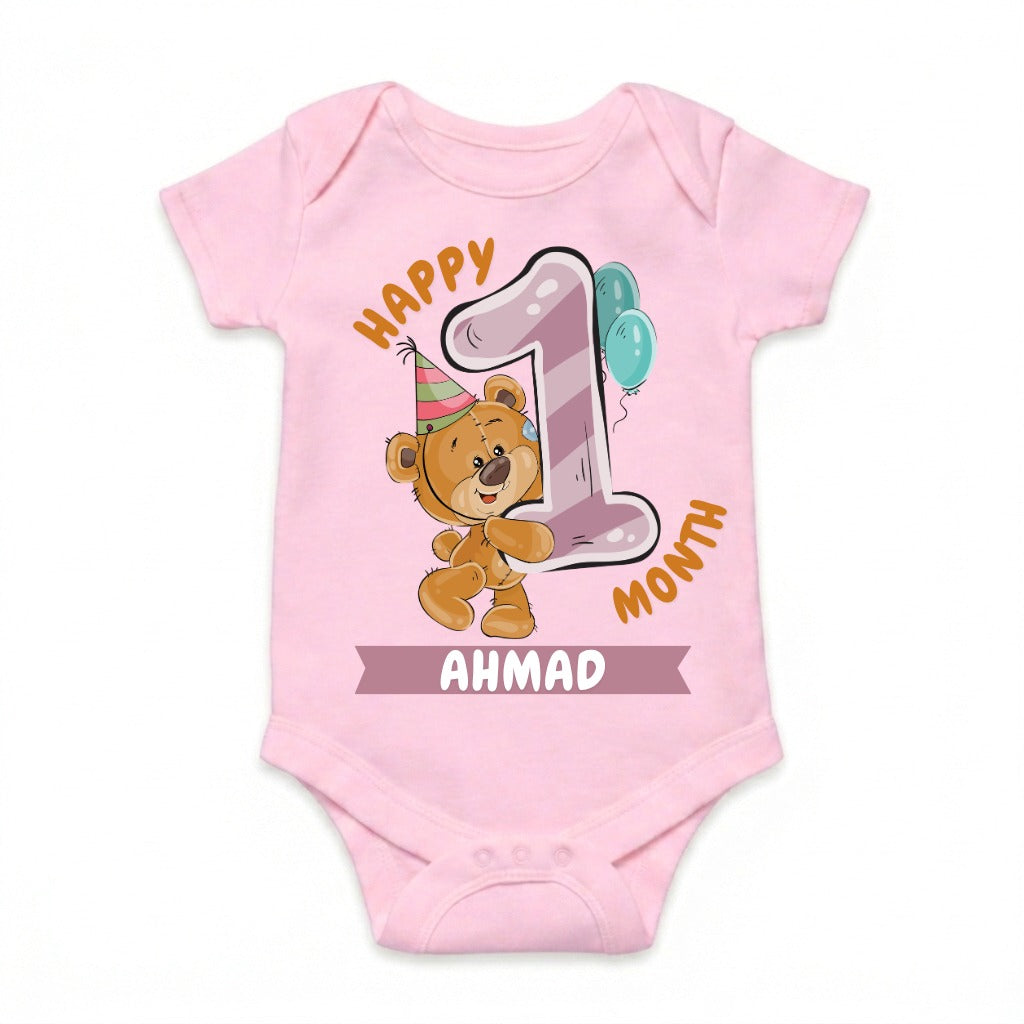 Happy 1st Month Baby Romper | Personalized Name Print