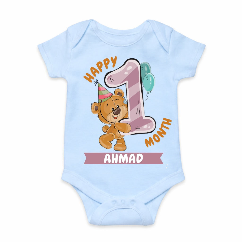 Happy 1st Month Baby Romper | Personalized Name Print