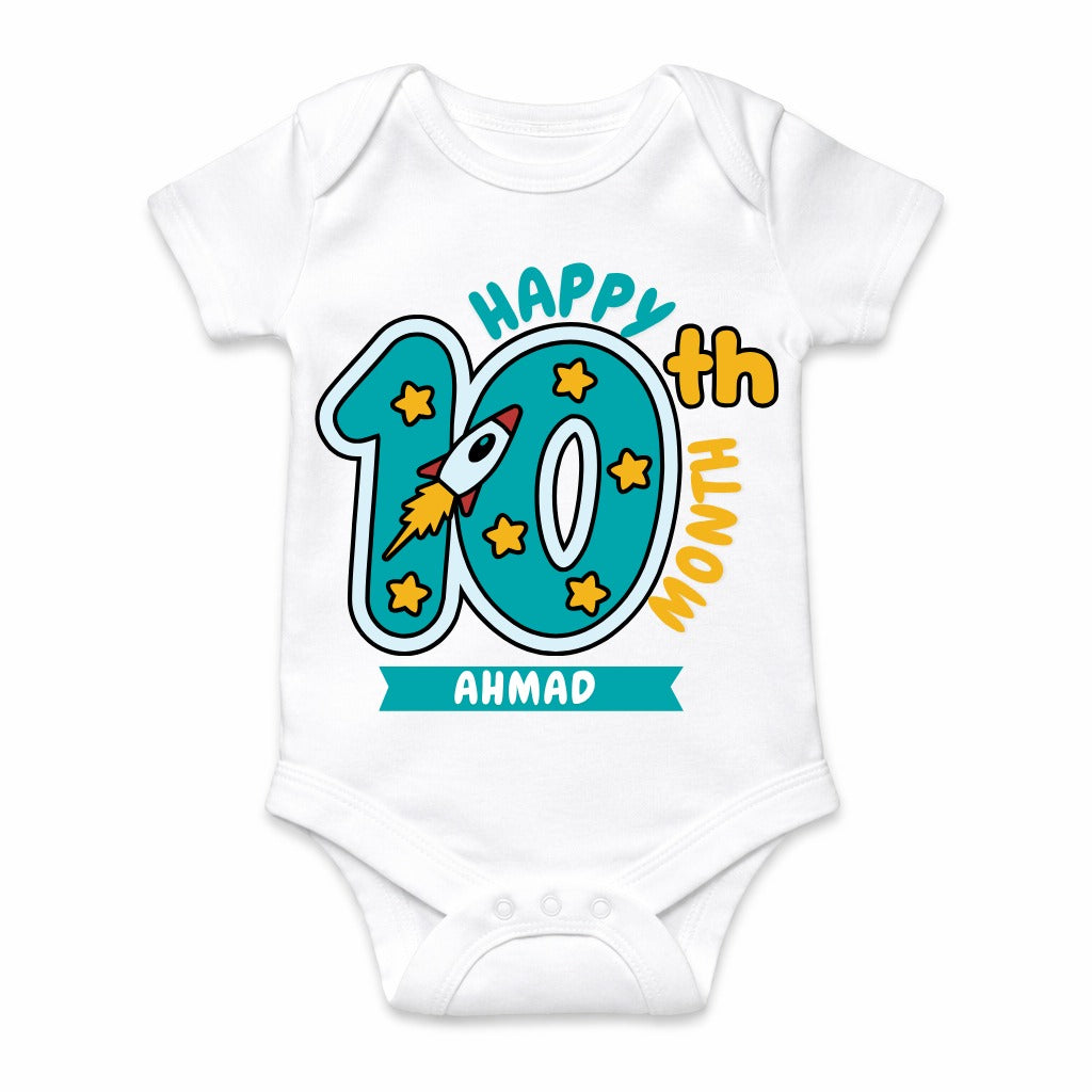 Happy 10th Month Baby Romper | Personalized Name Print