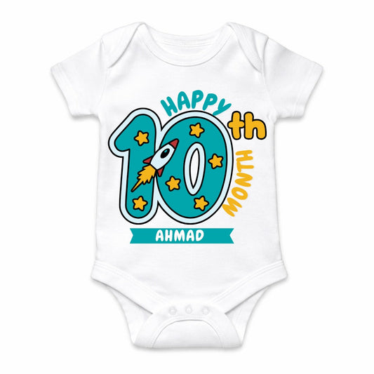 Happy 10th Month Baby Romper | Personalized Name Print