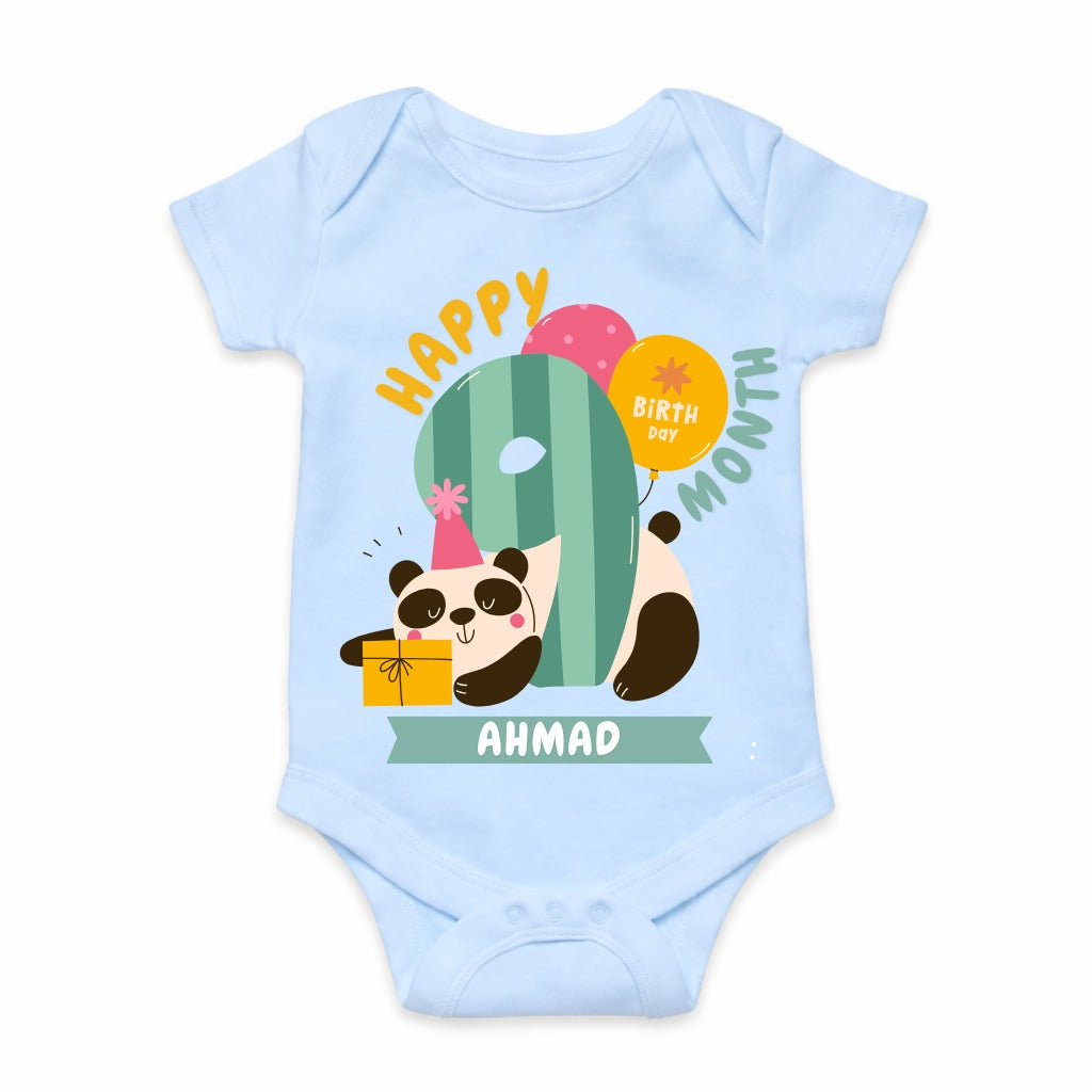 Happy 9th Month Baby Romper | Personalized Name Print