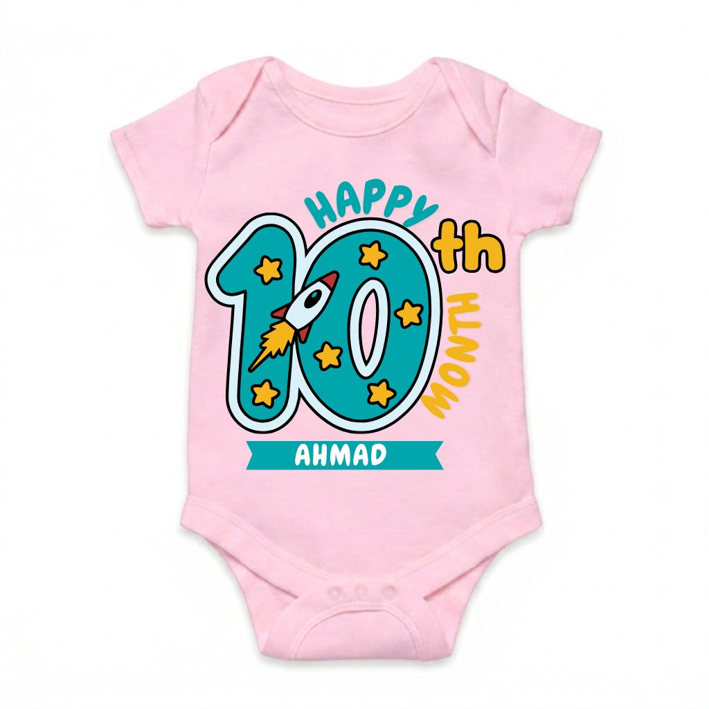 Happy 10th Month Baby Romper | Personalized Name Print