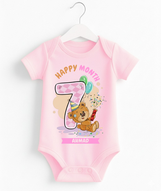 Happy 7th Month Baby Romper | Personalized Name Print