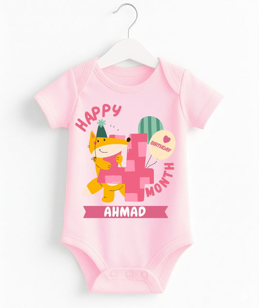 Happy 4th Month Baby Romper | Personalized Name Print