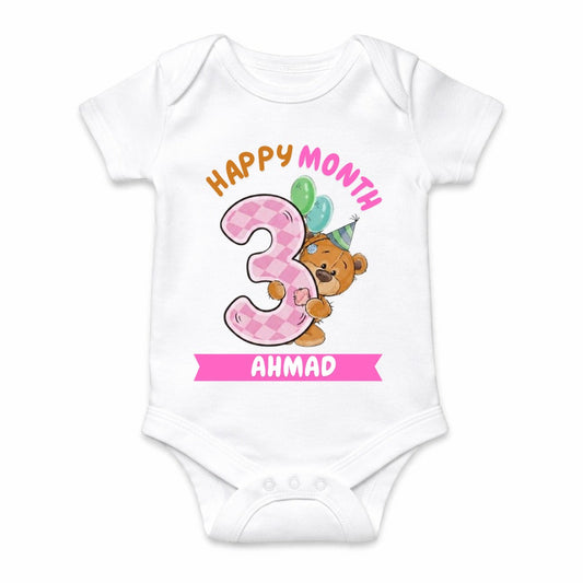 Happy 3rd Month Baby Romper | Personalized Name Print